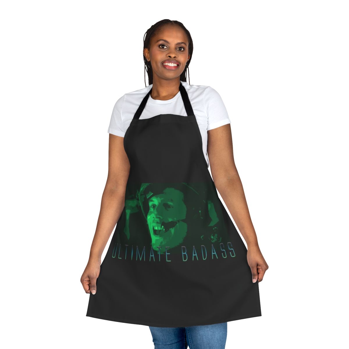 A durable, military-style apron with an alien-inspired "badass" design