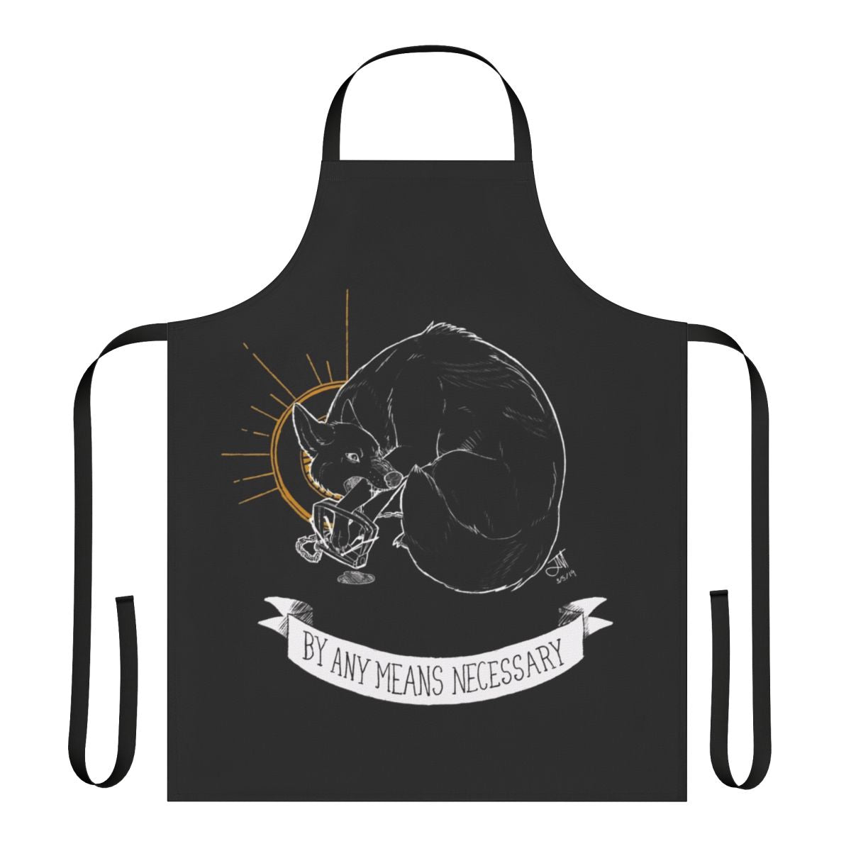 Durable, edgy apron featuring a coyote graphic and punk-inspired design