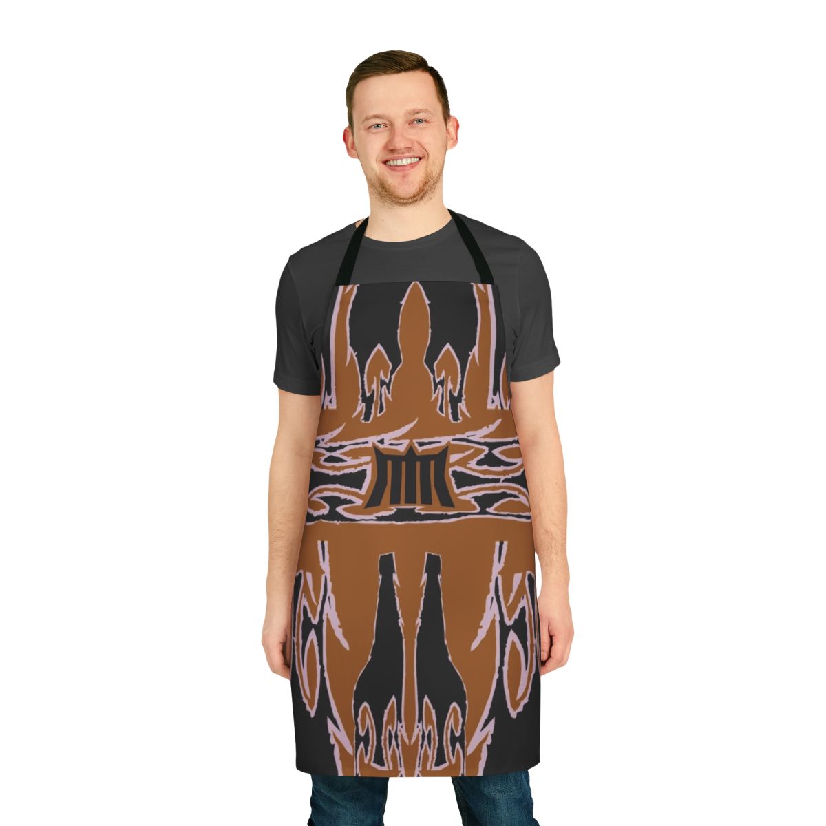 A durable and stylish riveted apron made of metal, perfect for workshop and garage use.