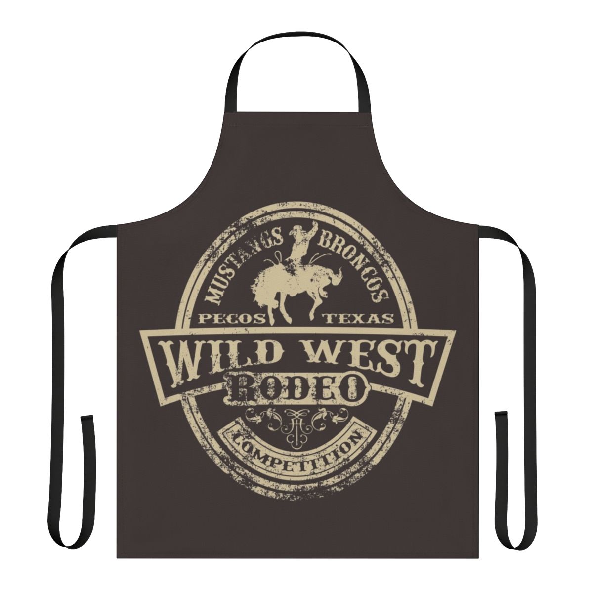 Durable Wild West-themed apron with rodeo, cowboy, and ranch design elements