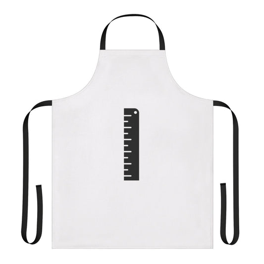 A high-quality apron with a printed ruler design, perfect for crafting, cooking, and other creative pursuits.