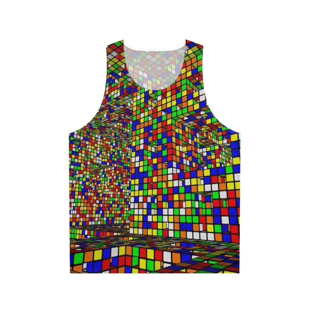 Rumik S Cube Unisex Colorful Tank Top with Rubik's Cube Pattern