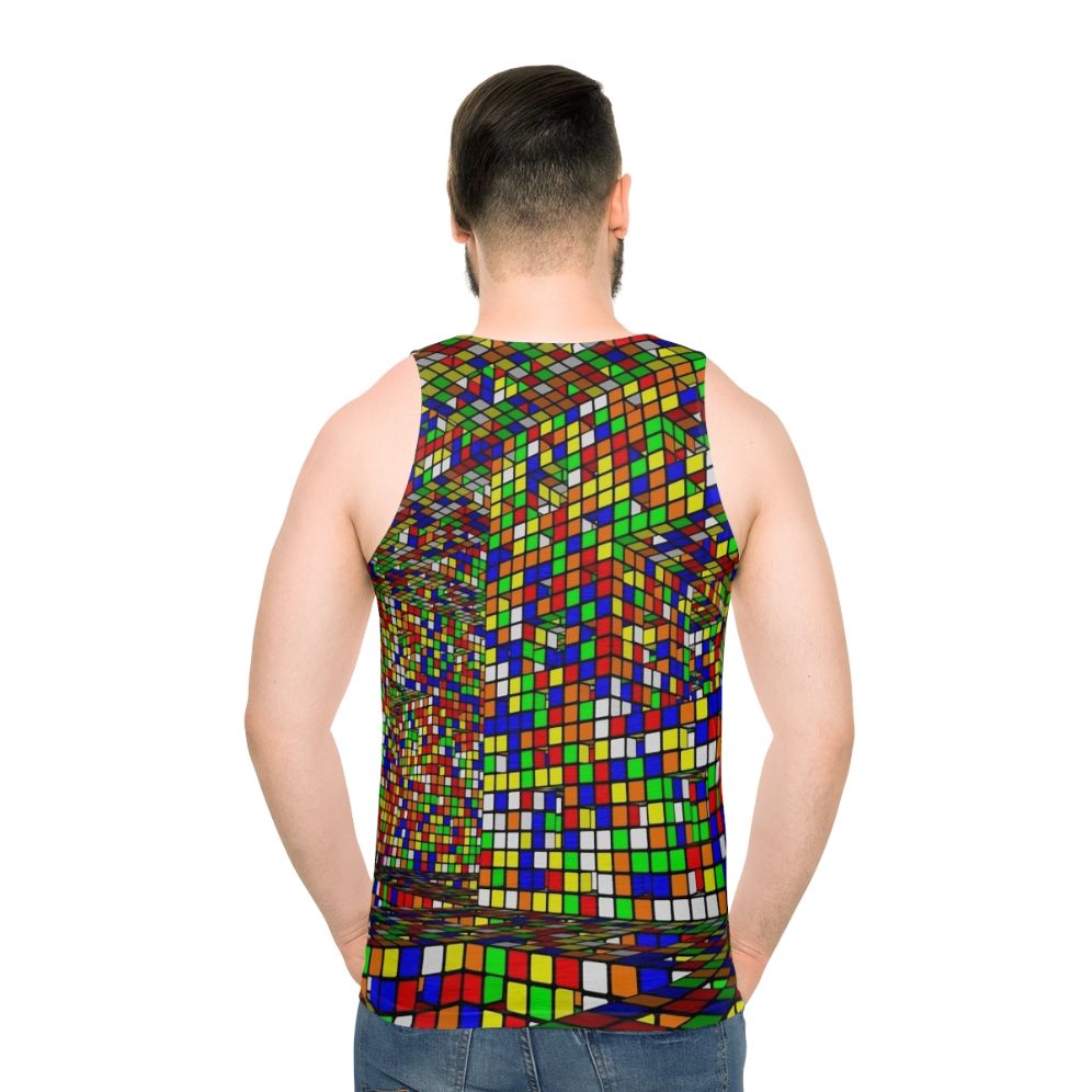 Rumik S Cube Unisex Colorful Tank Top with Rubik's Cube Pattern