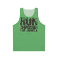 Unisex tank top with "Run Through The Jungle" graphic