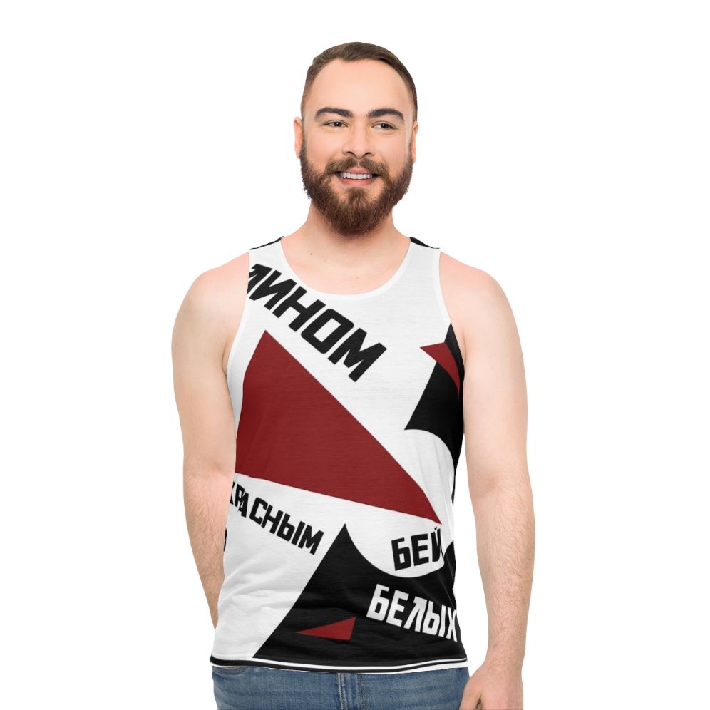 Russian Avant Garde Soviet Unisex Tank Top featuring abstract geometric art