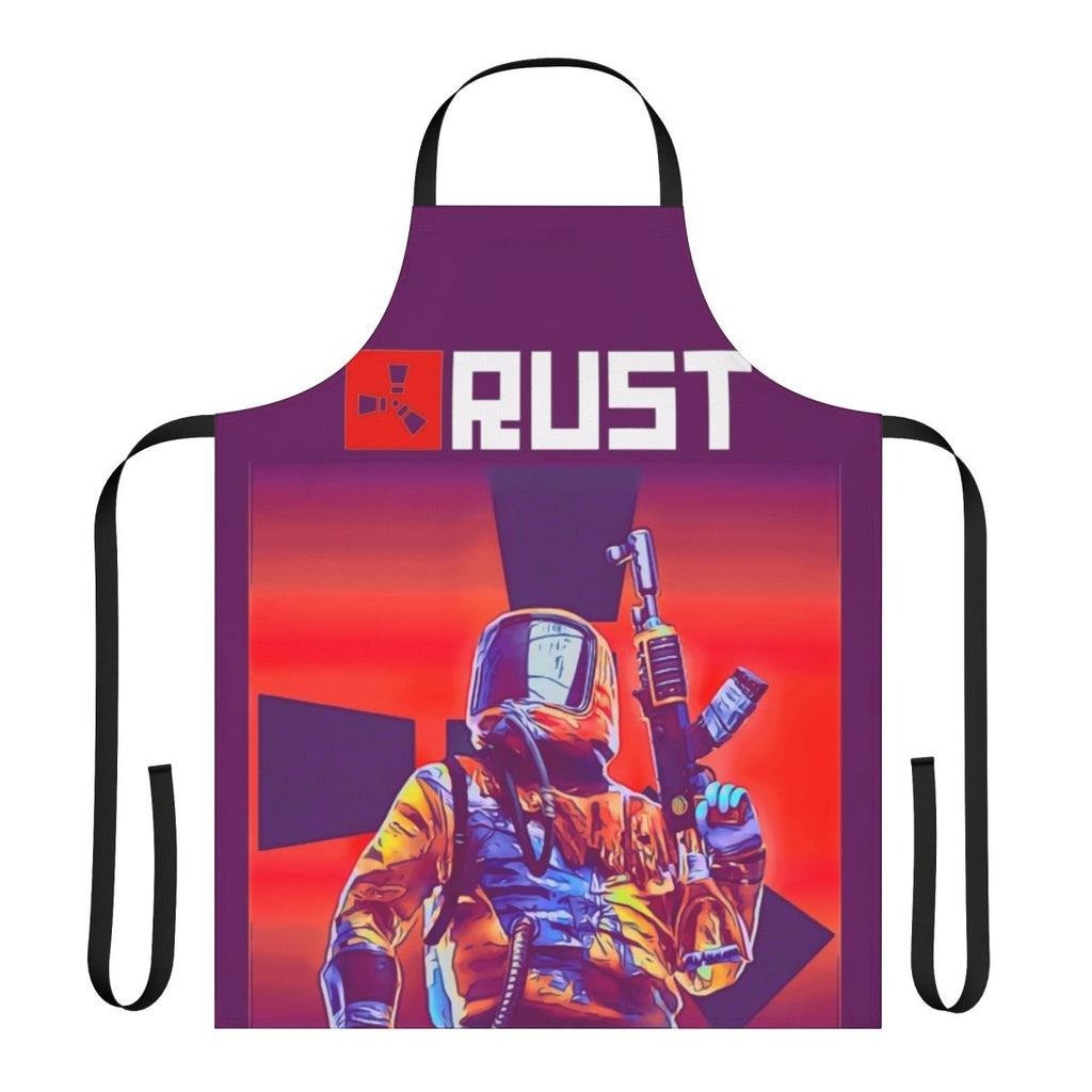 Rust-inspired cooking apron with the Rust game logo and design elements