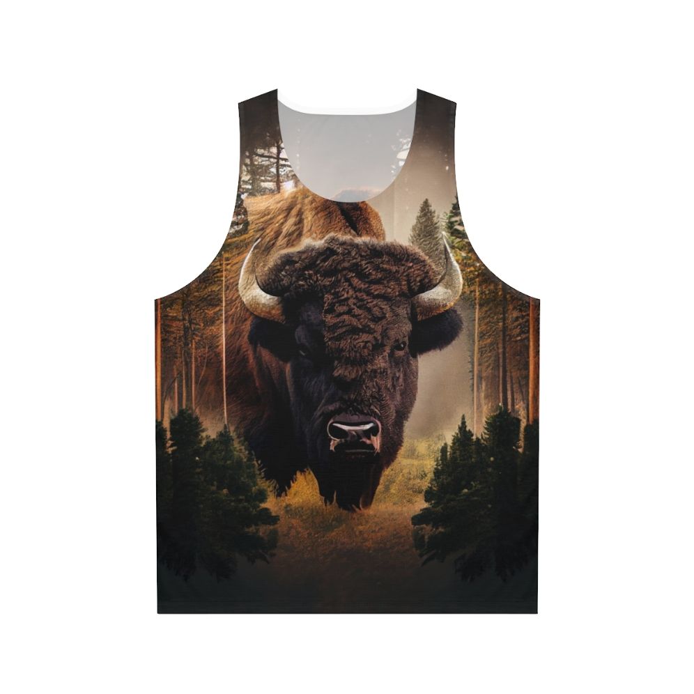 Rustic bison head graphic on a unisex tank top