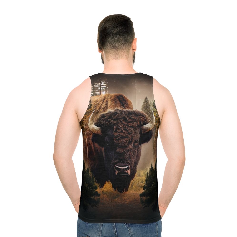 Rustic bison head graphic on a unisex tank top
