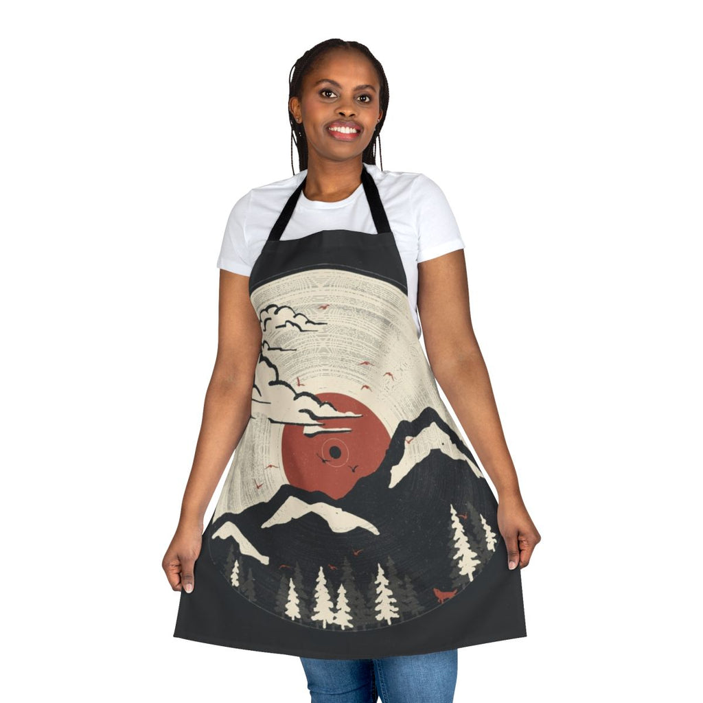 Rustic mountain-themed apron with nature and wildlife imagery