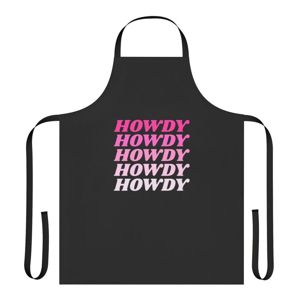 A rustic, western-style apron with a "howdy" design, perfect for cowboys and country enthusiasts
