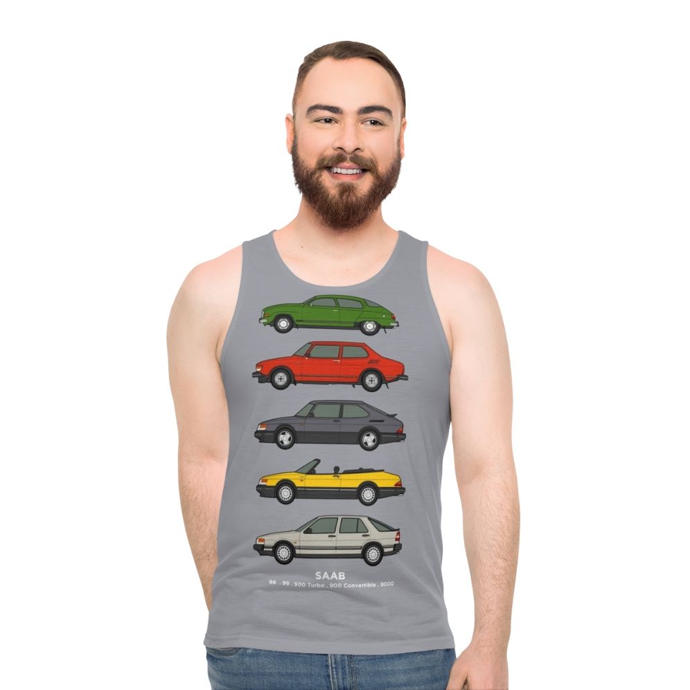 Saab classic car outline illustration unisex tank top