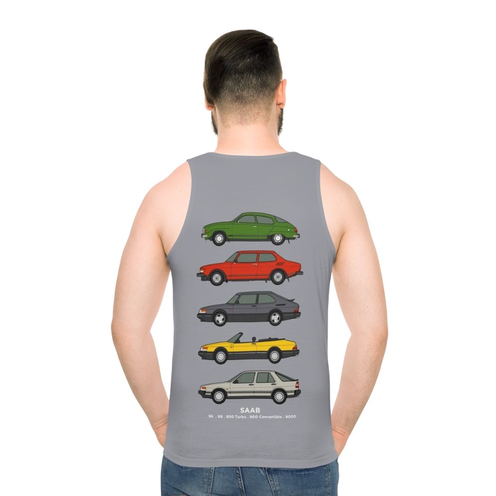 Saab classic car outline illustration unisex tank top