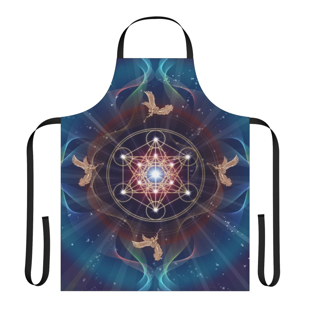 Apron featuring a Metatron's Cube and Merkaba sacred geometry design