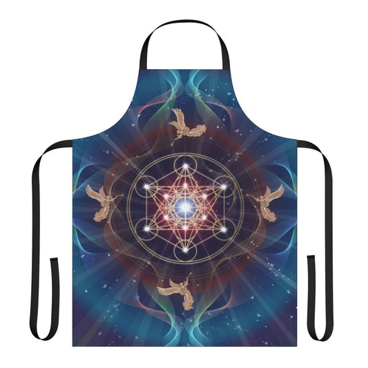 Apron featuring a Metatron's Cube and Merkaba sacred geometry design