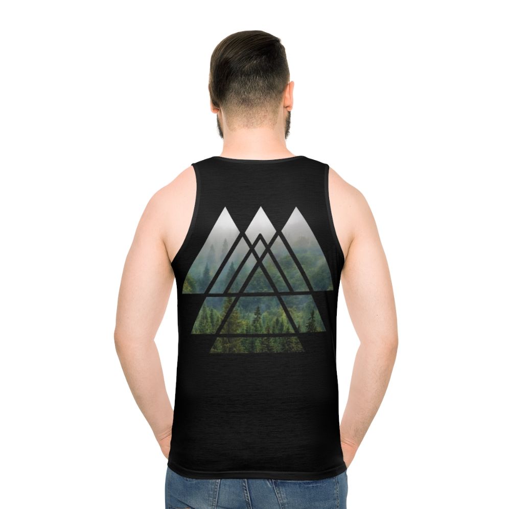 Sacred geometry triangles misty forest unisex tank top
