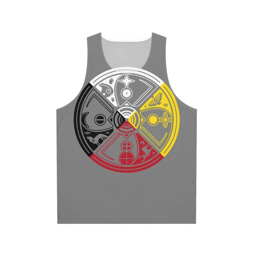 Sacred hoop medicine wheel unisex tank top with native american spiritual symbols