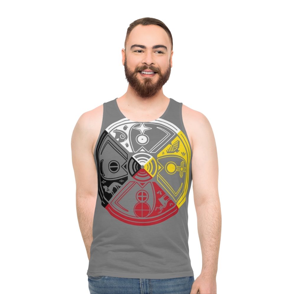 Sacred hoop medicine wheel unisex tank top with native american spiritual symbols