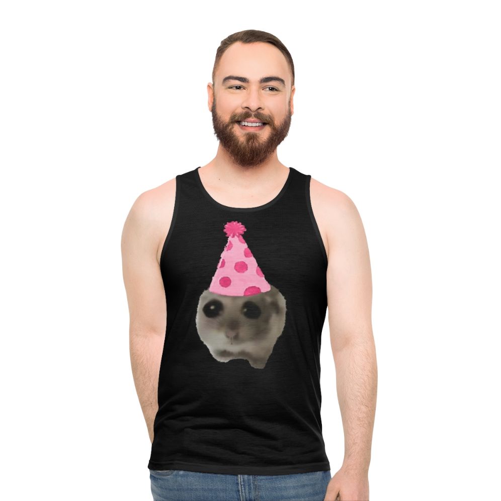 Sad hamster birthday party viral meme unisex tank top