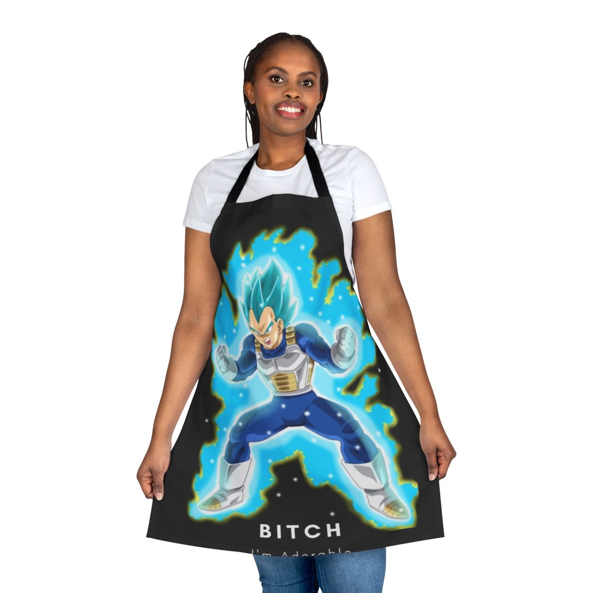 Saiyan Pride Apron featuring a fun and humorous dragon ball-inspired design