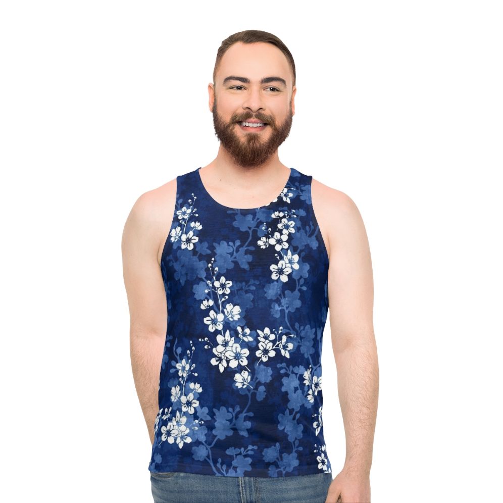 Sakura blossom Japanese floral unisex tank top