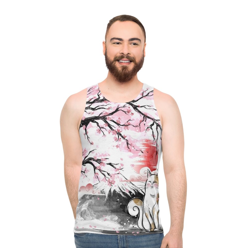 Sakura Cat Unisex Tank Top
