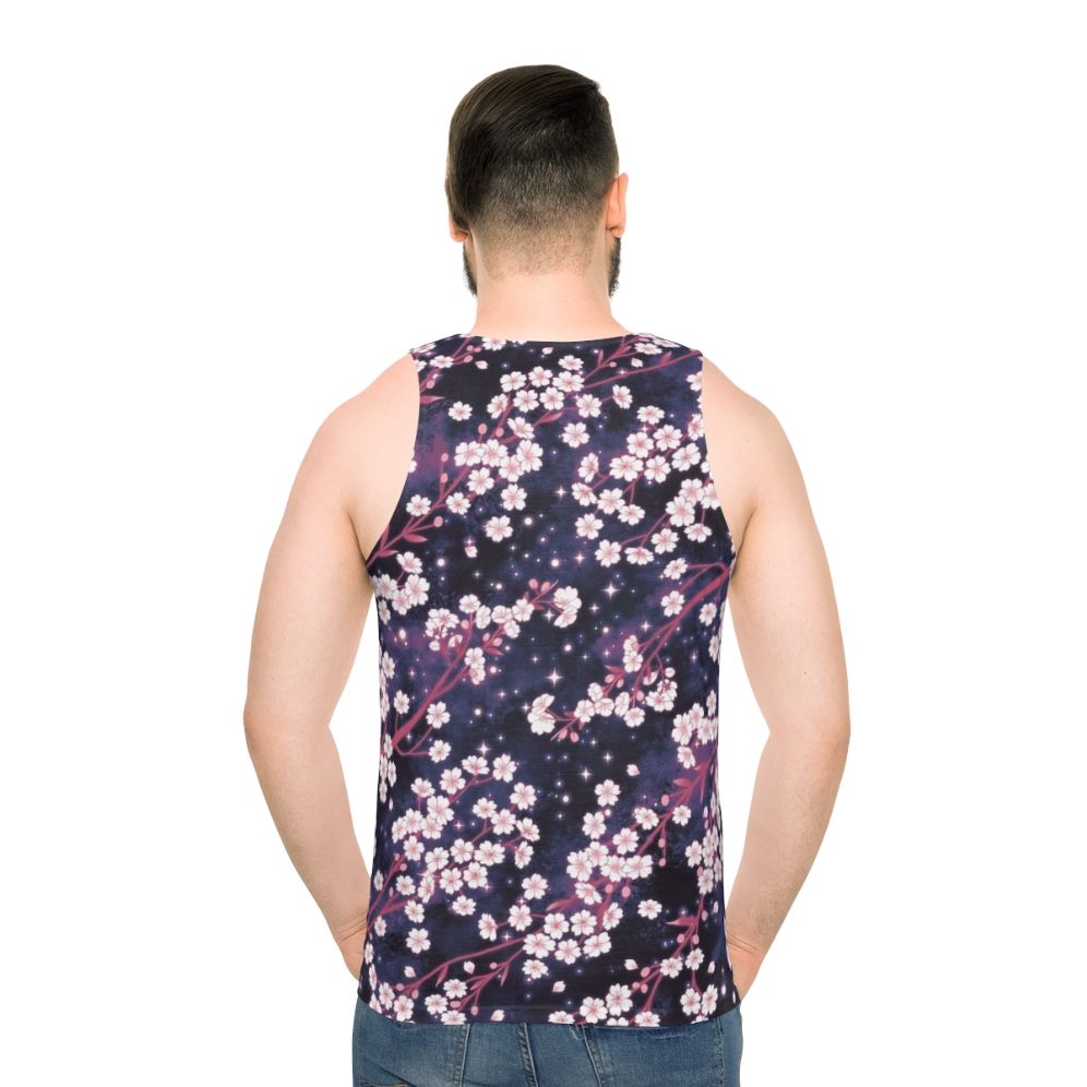 Sakura Galaxy Unisex Tank Top with Celestial Floral Design
