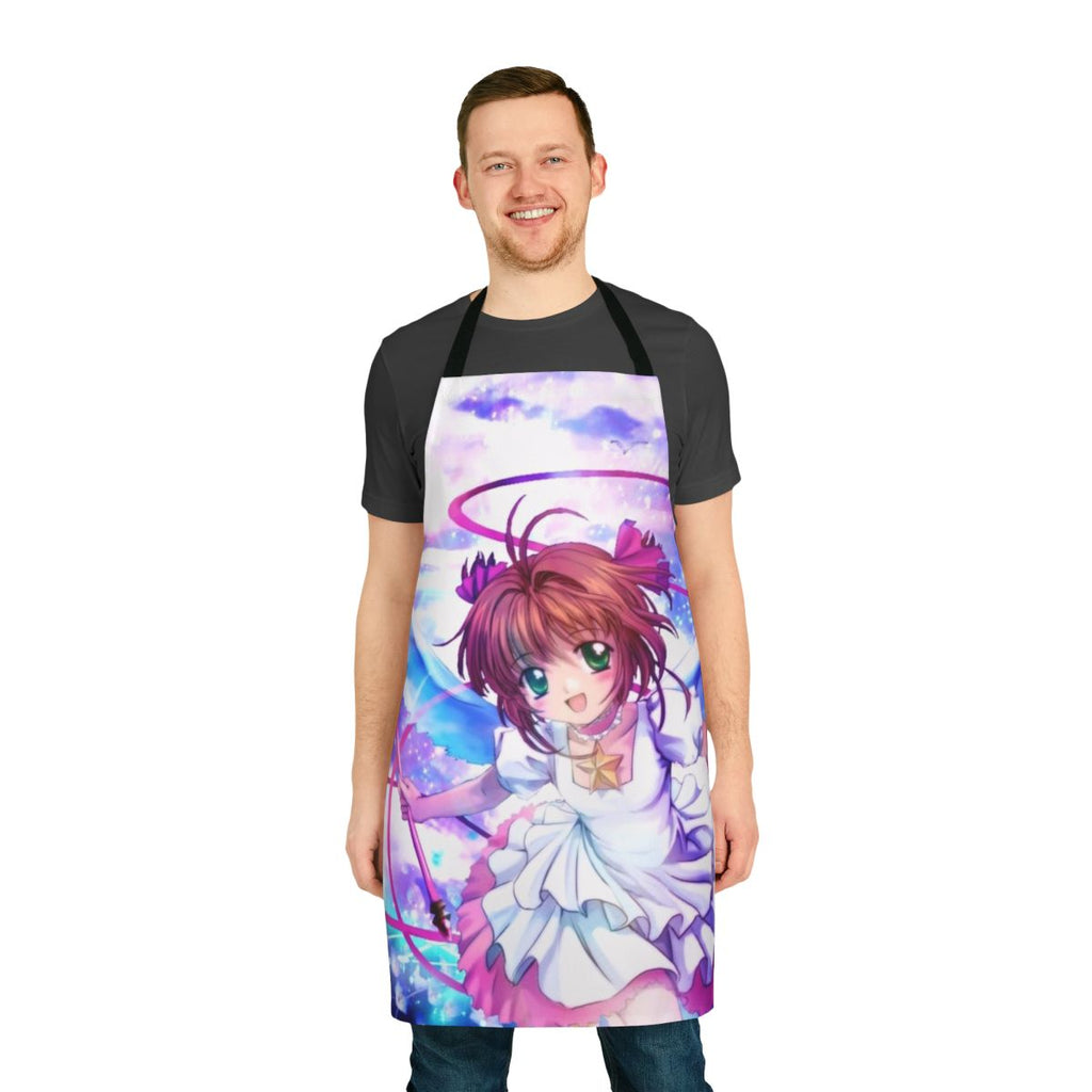 Vibrant sakura-inspired apron featuring iconic anime and manga characters