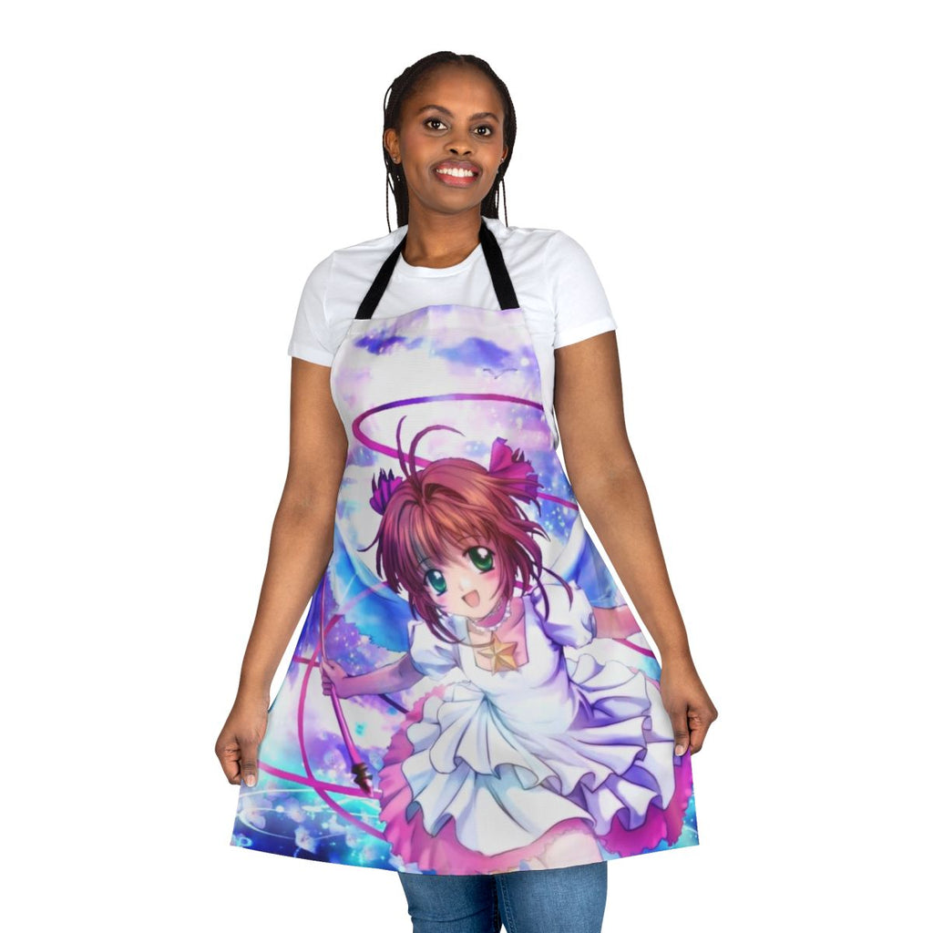 Vibrant sakura-inspired apron featuring iconic anime and manga characters
