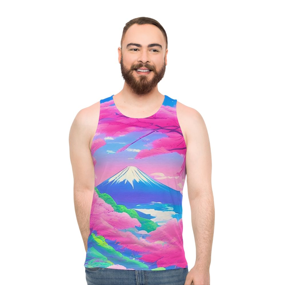 Sakura landscape unisex tank top