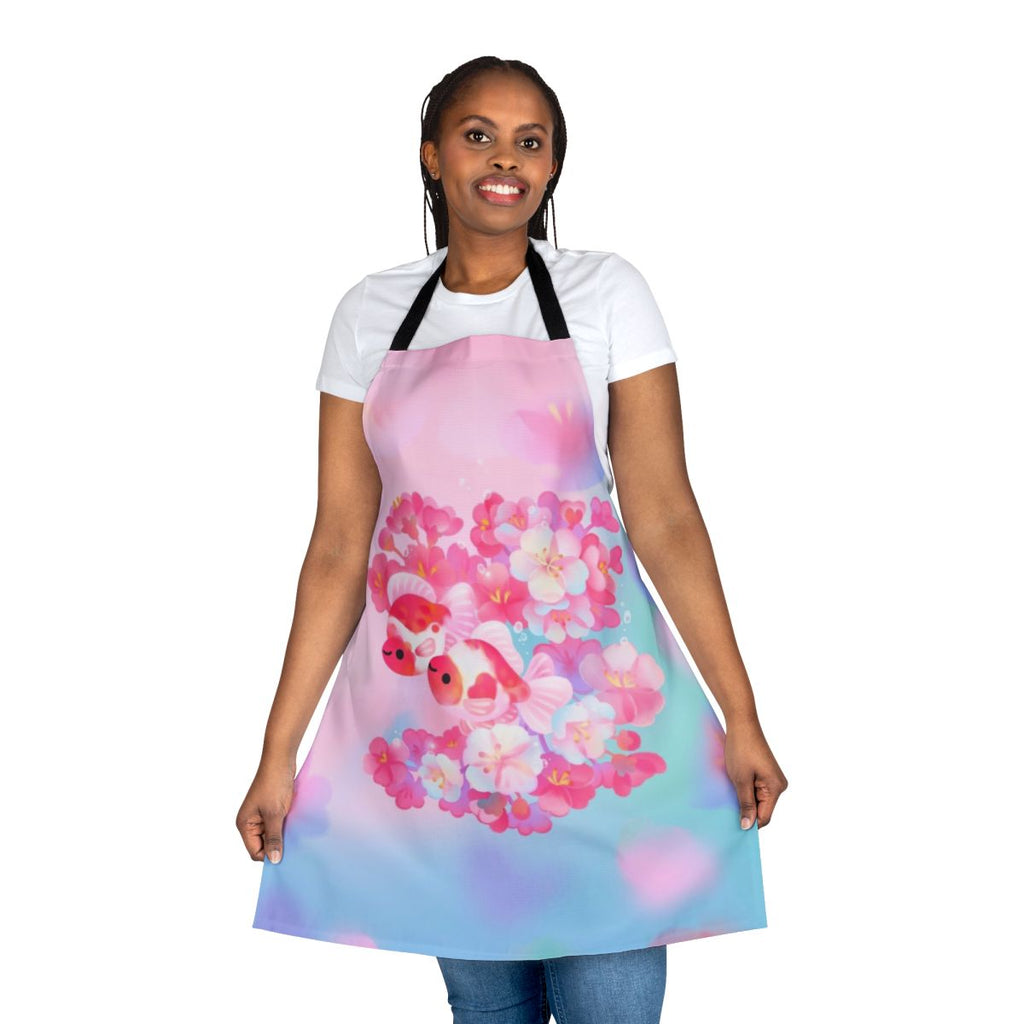 Sakura Ryukin inspired apron with a watercolor floral design