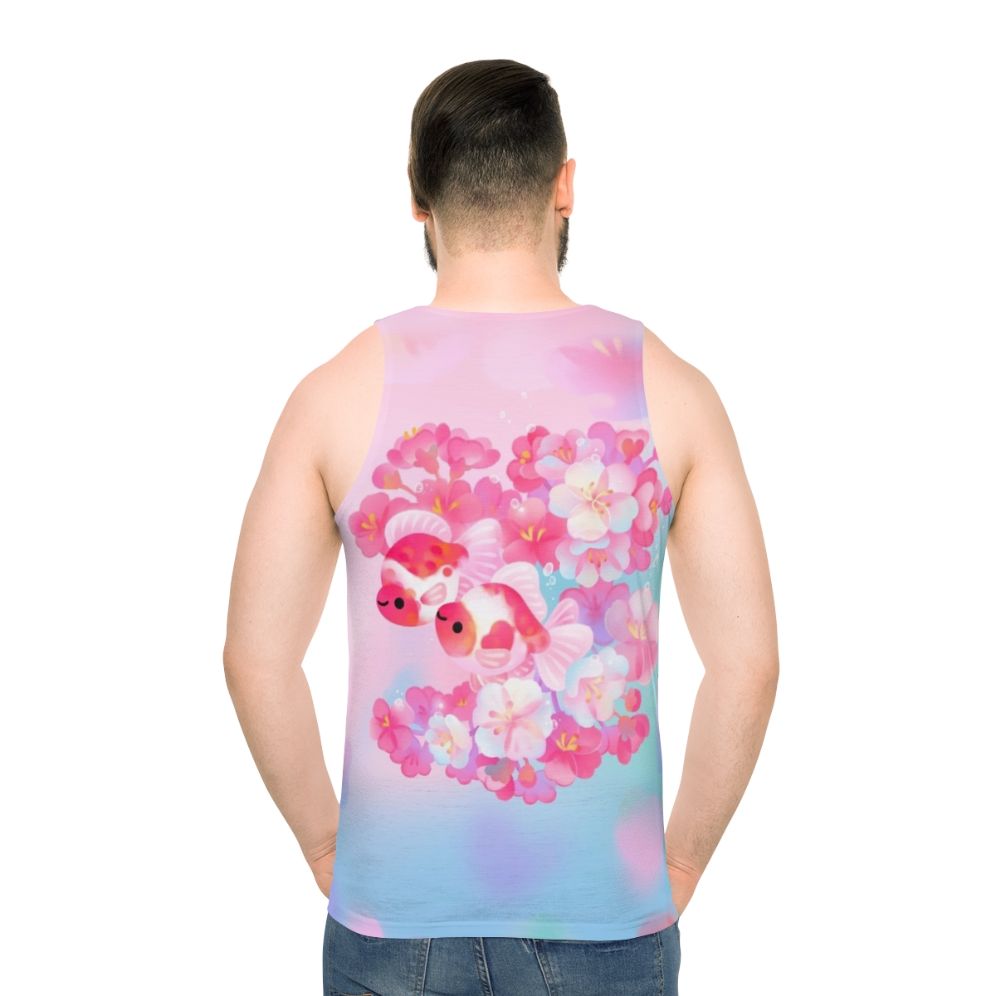 Sakura Ryukin Unisex Tank Top with Watercolor Goldfish Design