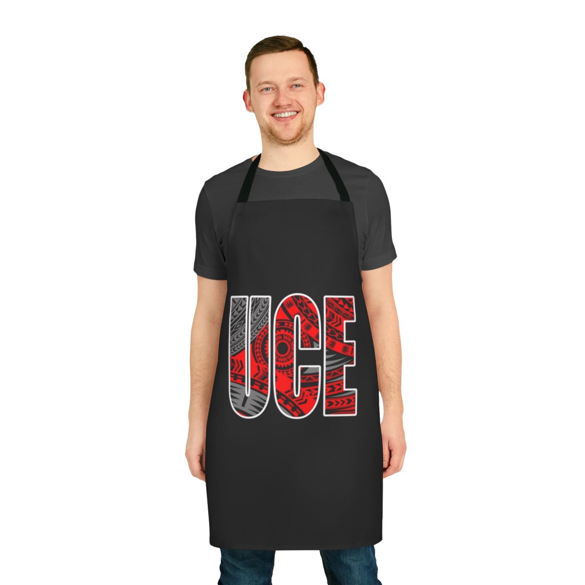 Samoan inspired uce apron with traditional patterns and designs