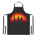 Samurai Champloo inspired apron featuring characters walking on a sunset landscape
