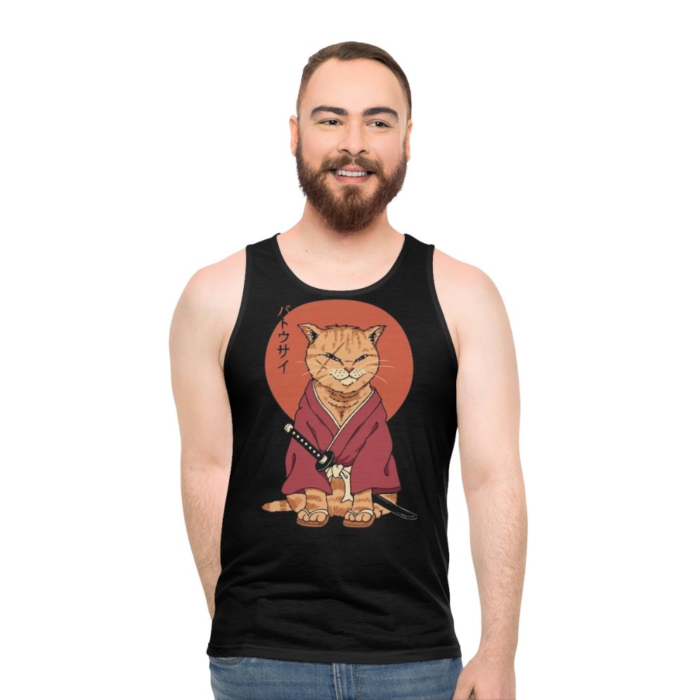 Samurai cat unisex tank top