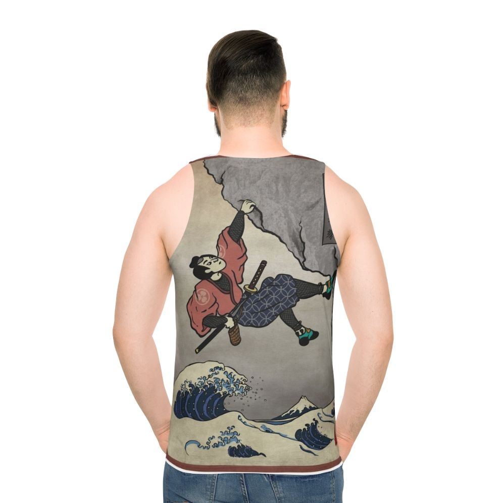 Samurai-inspired climbing tank top for deep water soloing