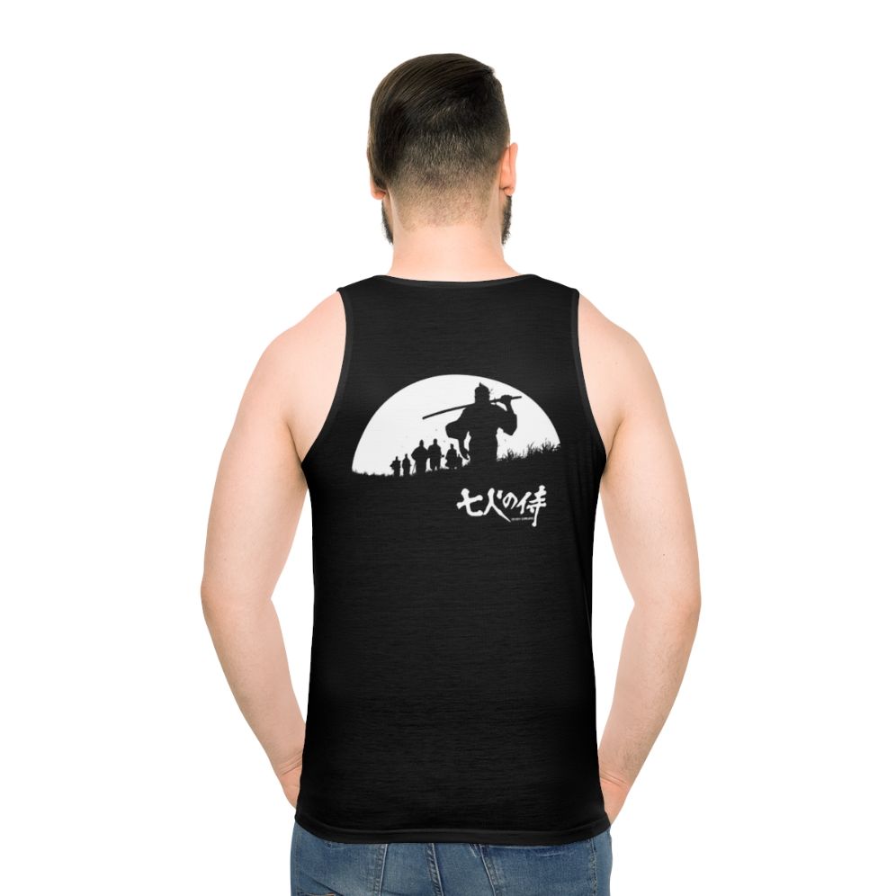 Samurai silhouette under the moonlight on a unisex tank top