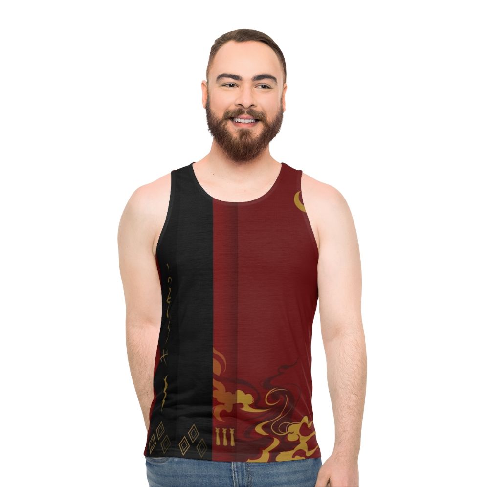 Samurai-inspired unisex tank top with Japanese kimono design