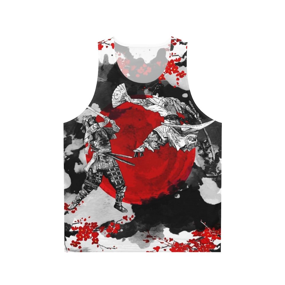 Samurai warrior unisex tank top with Japanese inspired design