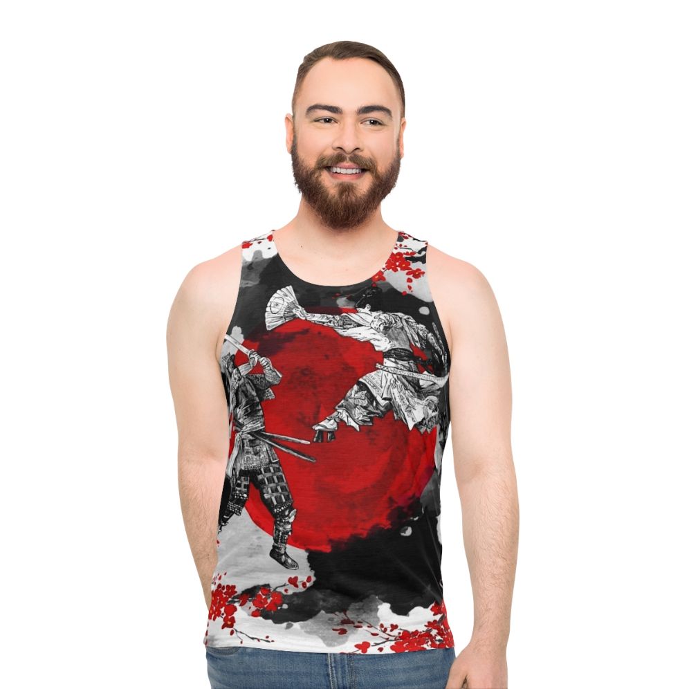 Samurai warrior unisex tank top with Japanese inspired design