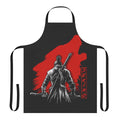 Samurai wolf themed one-armed apron for cooking and grilling