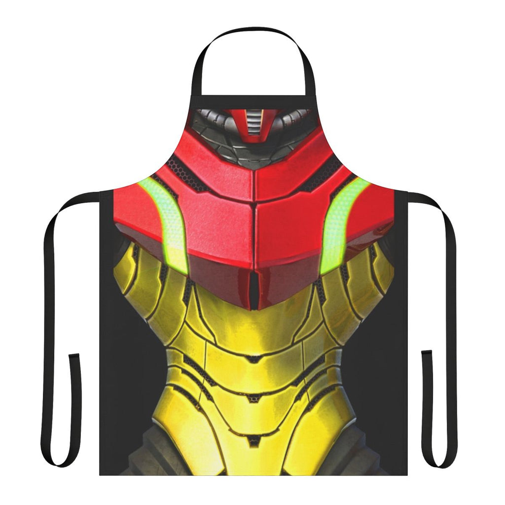 Samus Aran-inspired Varia Suit apron with gaming and sci-fi motifs