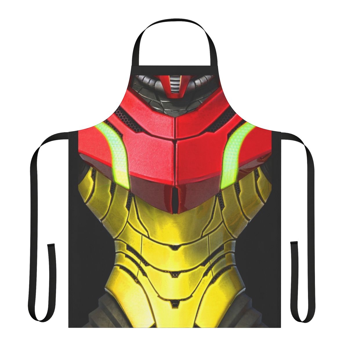 Samus Aran-inspired Varia Suit apron with gaming and sci-fi motifs