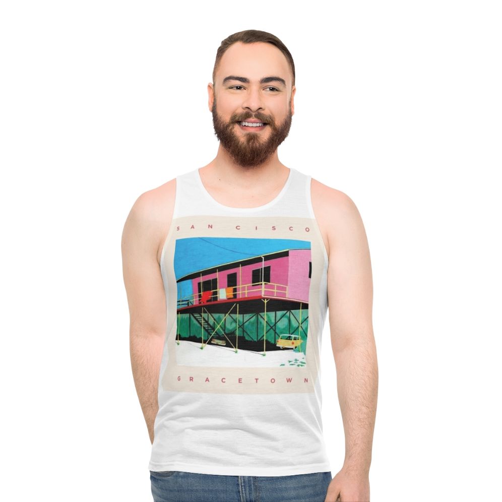 Unisex tank top with San Cisco's Gracetown album cover design