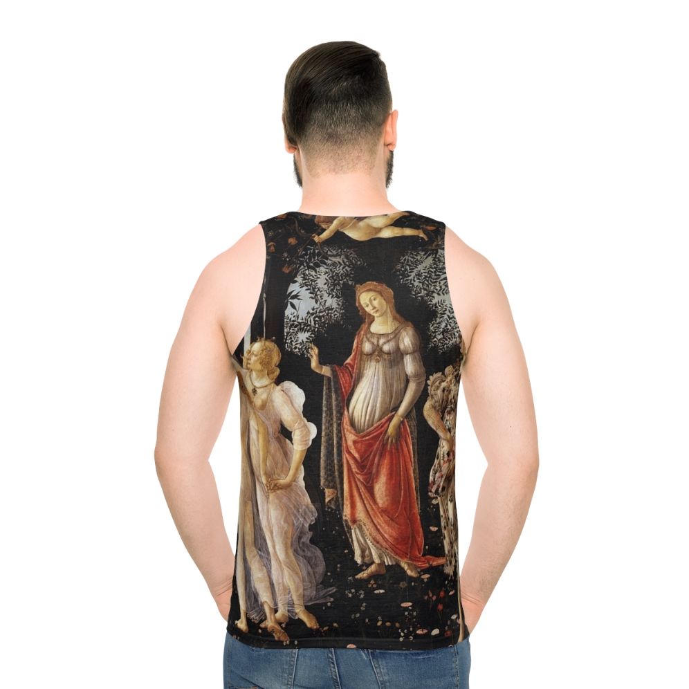 Sandro Botticelli's Primavera painting on a unisex tank top