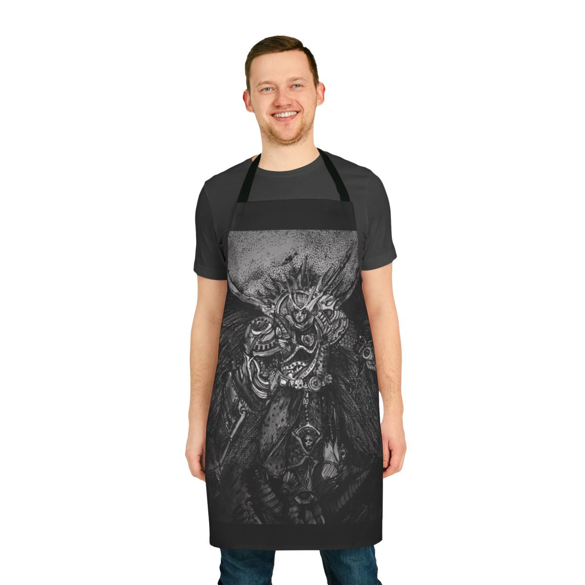 Sanguinius-inspired sci-fi apron featuring the iconic Blood Angels primarch