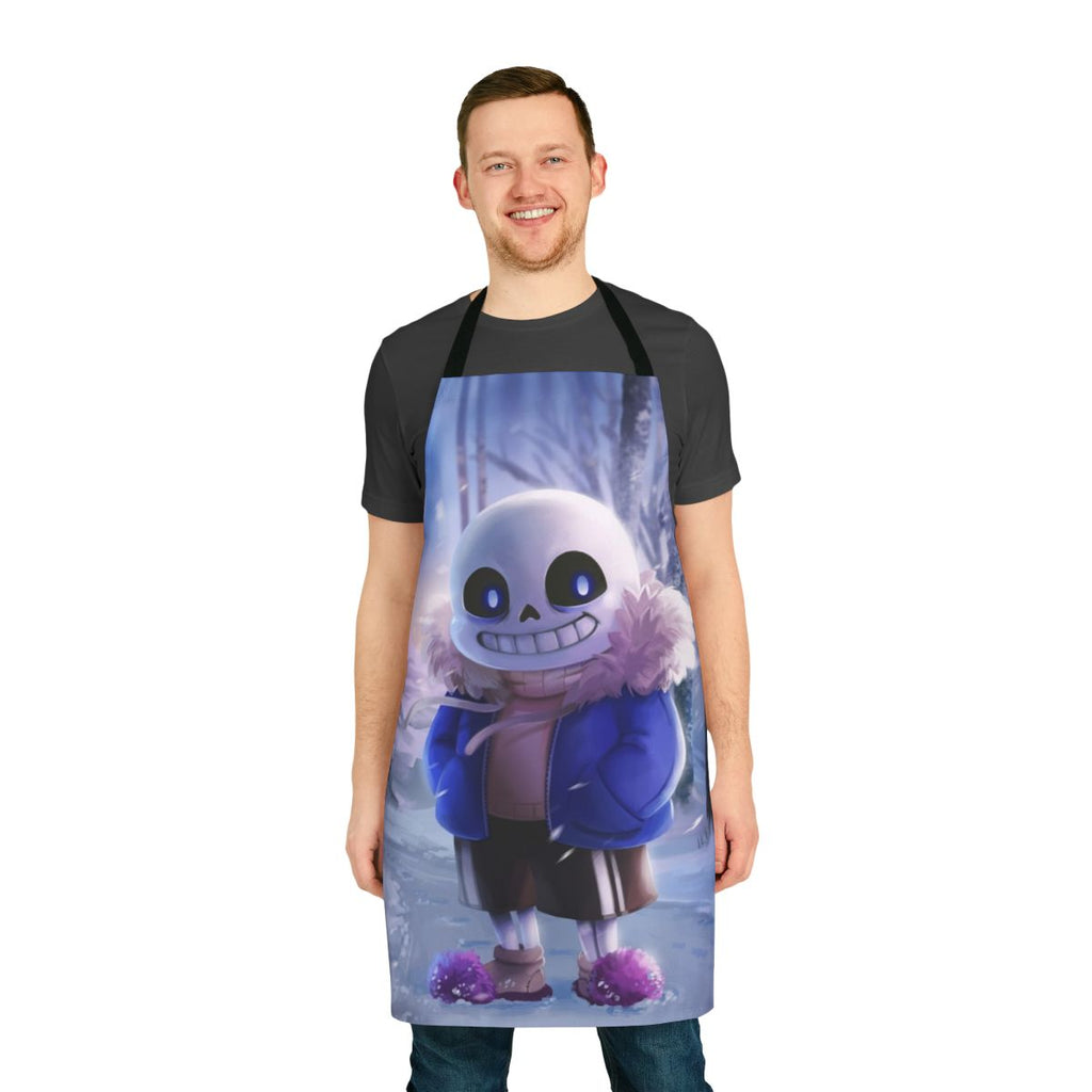 Undertale-inspired apron with the character Sans' iconic design