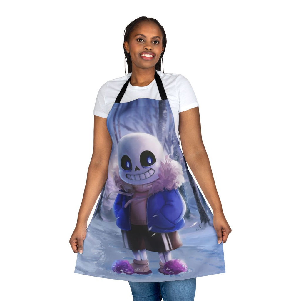 Undertale-inspired apron with the character Sans' iconic design