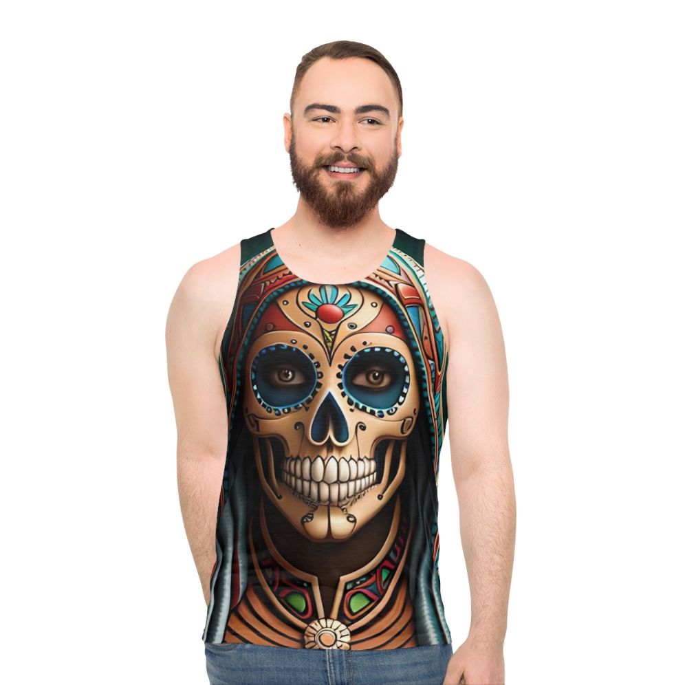 Santa Muerte skull design unisex tank top