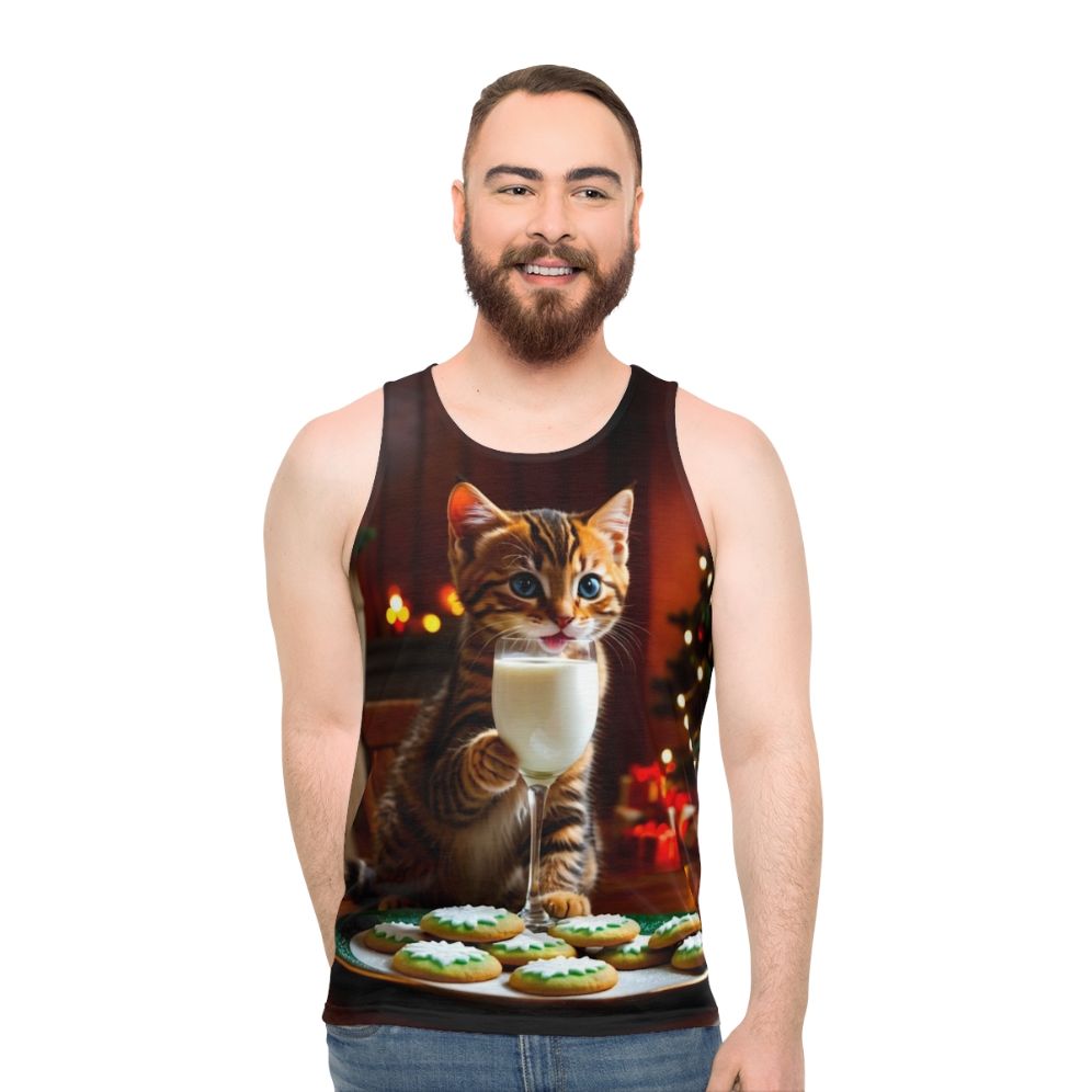 Santa's Secret Helper Unisex Christmas Cat Tank Top