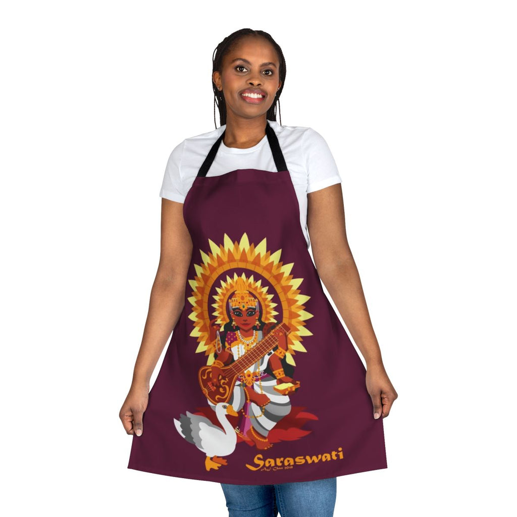 Saraswati-themed apron with a goose design, perfect for the modern Hindu goddess enthusiast
